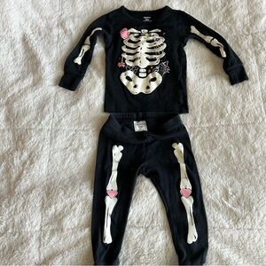 12 month girls glow in the dark Halloween skeleton pajamas